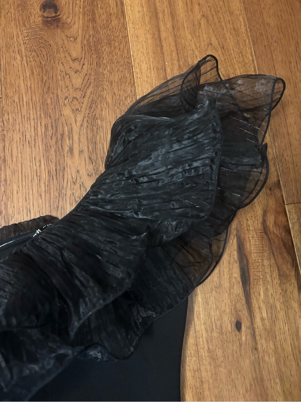 Black One-Shoulder Ruffle Cocktail Dress - Picture 2 of 2